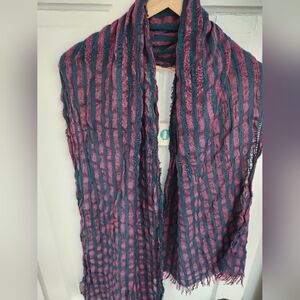 Striped Pink and Blue Scarf